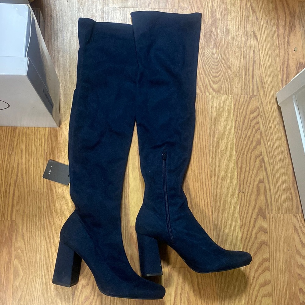 Zara tall over the knee navy boots